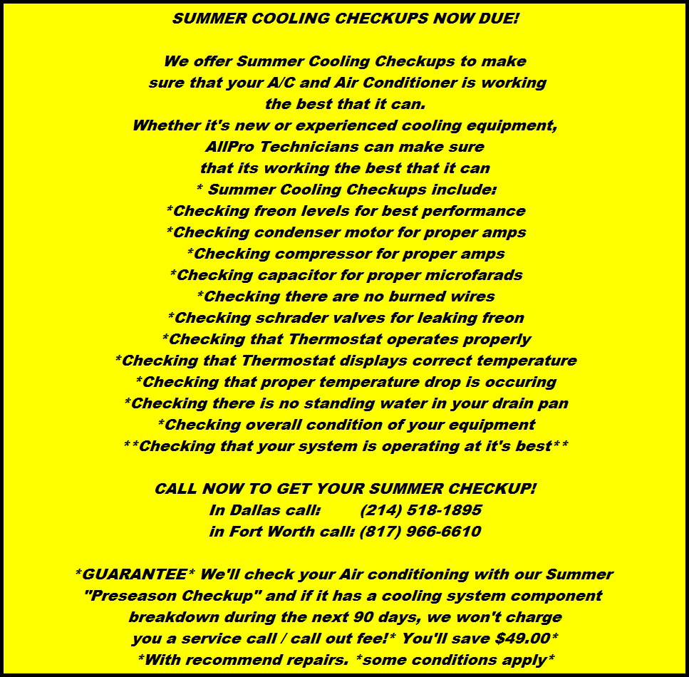 Call now for your Summer Cooling Checkup!